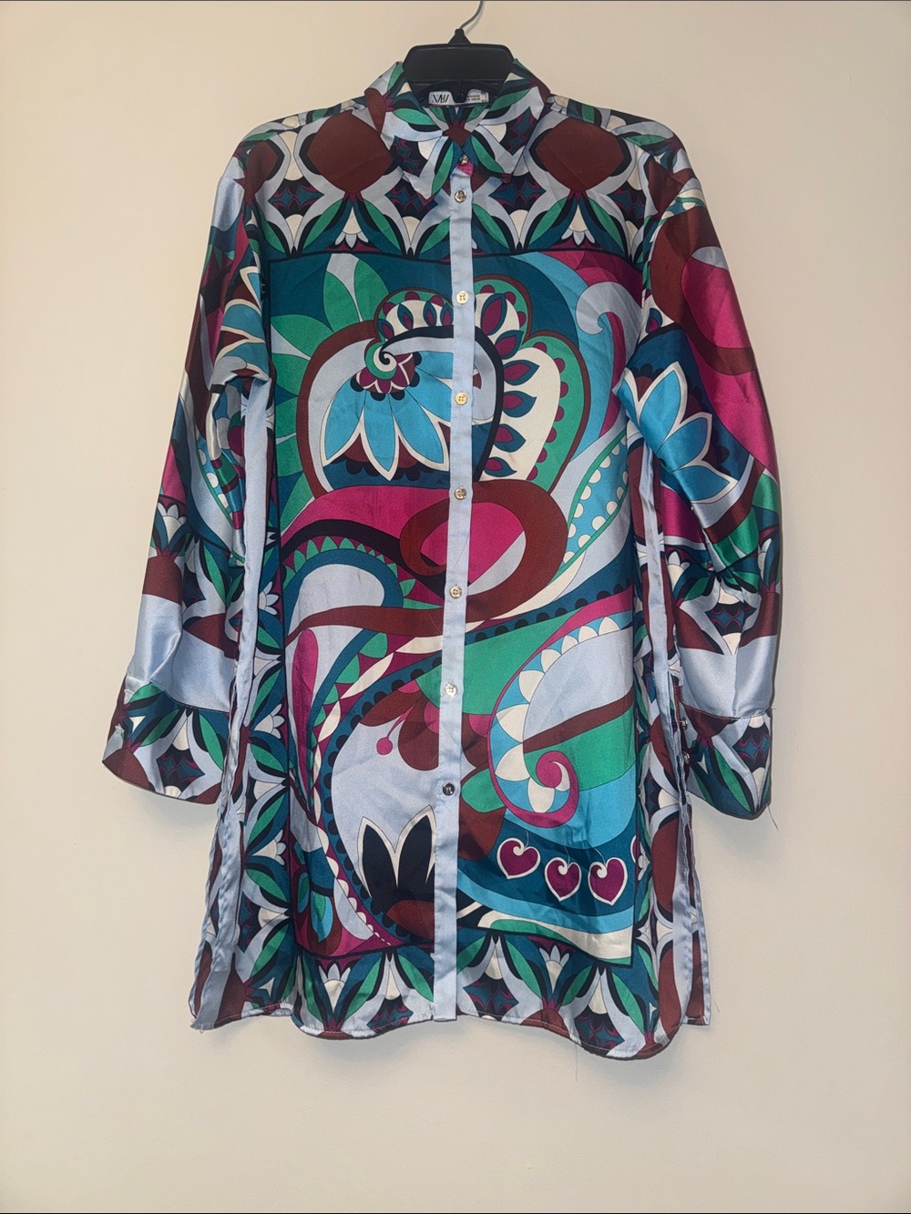 Zara Printed Button Down Printed TunicOversized Shirt/Dress(Size Small)